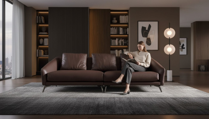 Modern 4er Sëtz Sofas Miwwelen Véier Sëtzer Wunnzëmmer Canapé Design Sofa