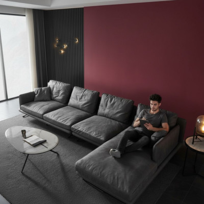 Italienesch Miwwelen Wunnzëmmer Soft Style Canapé Design Eckcanapé L-Form