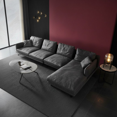 Italienesch Miwwelen Wunnzëmmer Soft Style Canapé Design Eckcanapé L-Form