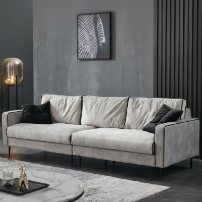 Design-Sofa 4-Sëtz Polster Couchen Textil Wunnzëmmer Garnitur Miwwelen