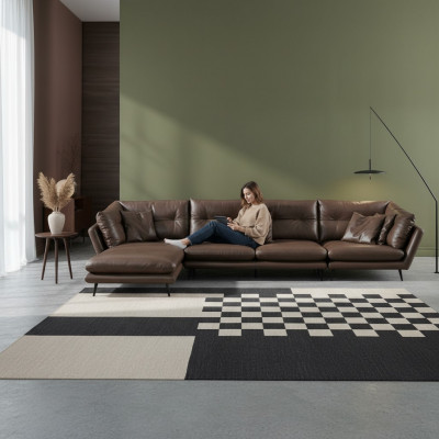 Ledersofa Canapé Wunnlanschaft Eckdesign Modern Sofa Ecksofa L-Form