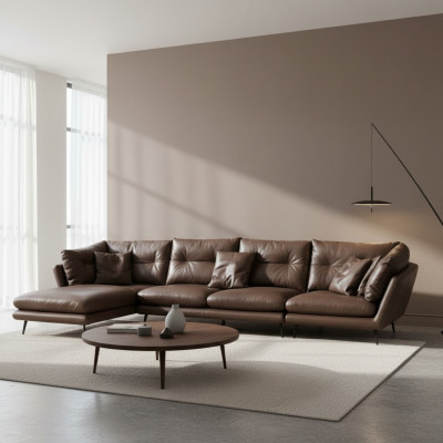 Ledersofa Canapé Wunnlanschaft Eckdesign Modern Sofa Ecksofa L-Form