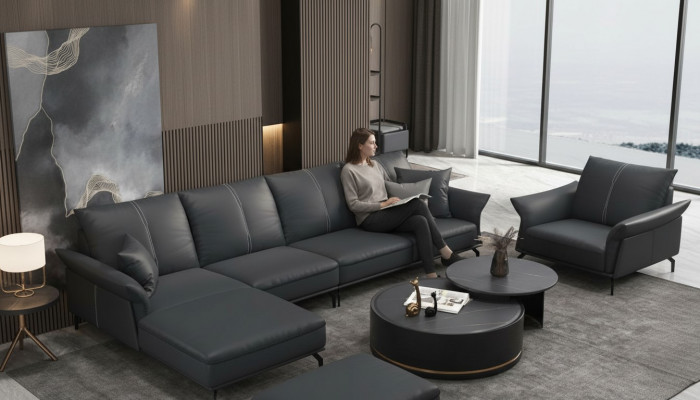 Sofa Ecksofa L Form Sessel Couchtisch Hocker Ecksofa 3-Delleg Modern