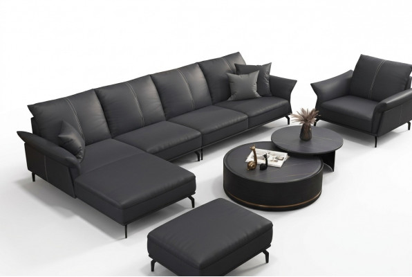 Sofa Ecksofa L Form Sessel Couchtisch Hocker Ecksofa 3-Delleg Modern