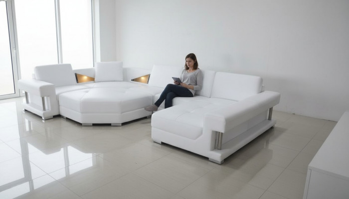 Eckcouch U-Form Modern Polster Wunnzëmmer Miwwelen Eckecksofa Ledercouch Design Couch