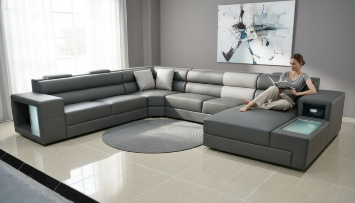 Gammaise Wunnlandschaft Design Modern Lieder Sofae Grouw Nei Sofa U-Form Stoffsofa Couch