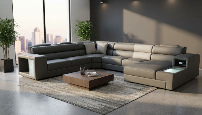 Gammaise Wunnlandschaft Design Modern Lieder Sofae Grouw Nei Sofa U-Form Stoffsofa Couch