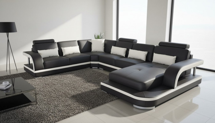 Wunnzëmmer Ecksofa U-Form Holz Nei Modernen Design Polsterung Couch