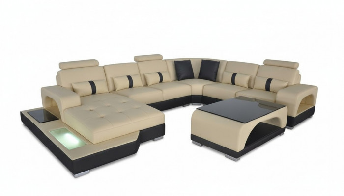 Ecksofa U-Form Couch Textil Schwaarz U Form Wunnlandschaft Modern Luxus Couchen