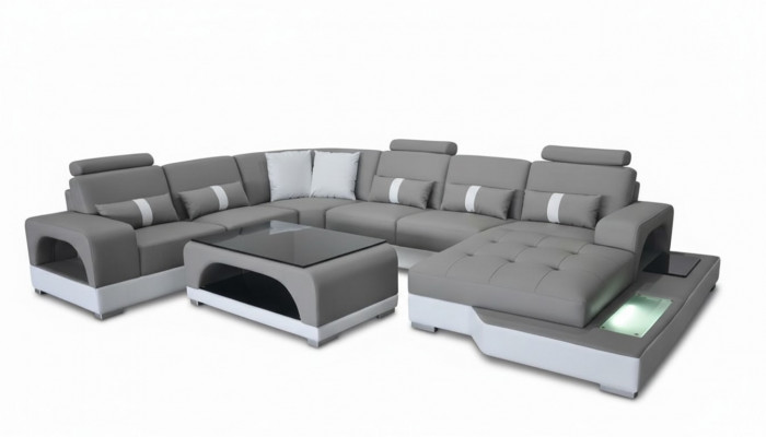 Eckcouch Design Ecksofa U-Form Wunnlandschaft Couche Stoff Lieder Sofassen Polster