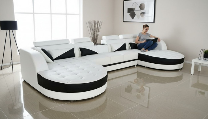 Wunnenlandschaft Ecksofa Design Modern Sofa Couchen Ecksofa U-Form Stoff Couch