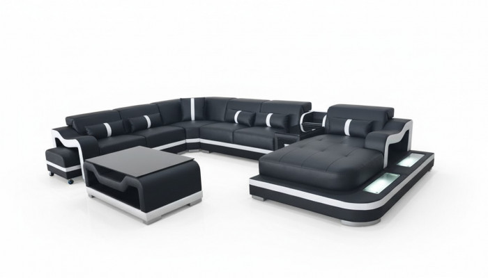 Eckcouch U-Form Wunnlandschaft Canapé Couch Këssen Eck Stoff Canapéen Nei