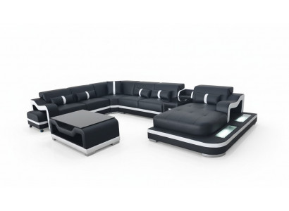 Eckcouch U-Form Wunnlandschaft Canapé Couch Këssen Eck Stoff Canapéen Nei