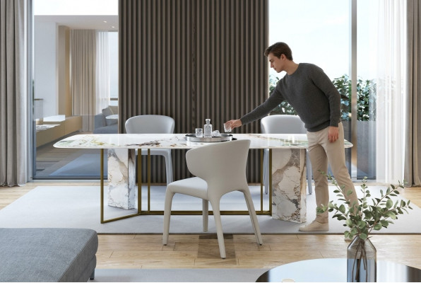 Luxus Miwwelen Marmer Dëscher 180x90cm Wunnzëmmer Hotel Iesszëmmer Dësch Designer Nei