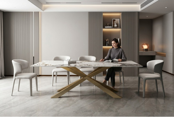 Design Iessdësch Moienzëmmer 180x90cm Miwwelen Dësch Iessdësch Edelstol X Been