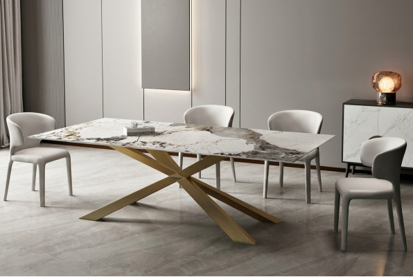 Design Iessdësch Moienzëmmer 180x90cm Miwwelen Dësch Iessdësch Edelstol X Been