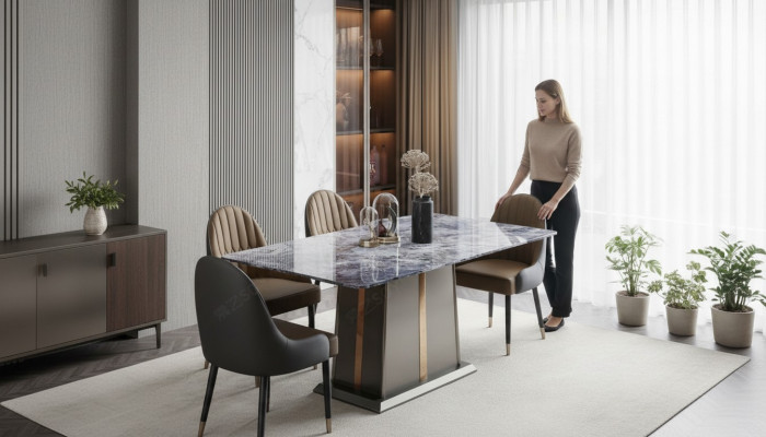 Marmor Stil Kiche Modernen Iessdësch Dësch Dëscher Iesszëmmer Luxus Miwwelen Design