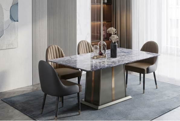 Marmor Stil Kiche Modernen Iessdësch Dësch Dëscher Iesszëmmer Luxus Miwwelen Design