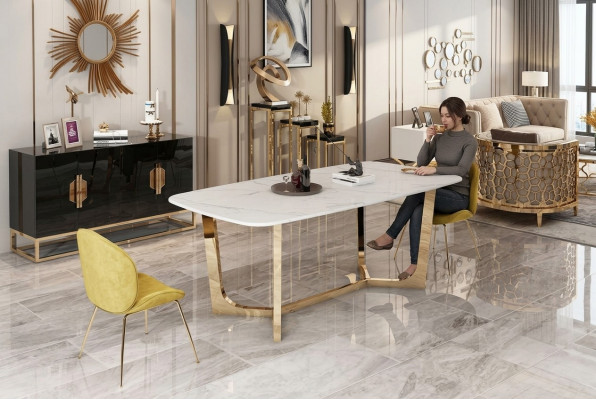 Italienesch Stil Miwwel Iessdësch Dësch Holz Miwwelen Iesszëmmer 180x90cm Iessdëscher