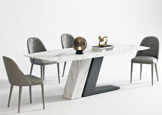 Iessdësch Marmor Bronzen Dëscher Wunnzëmmer Italien Luxus Designer Edelstol Nei