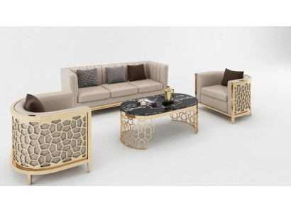 Design Polster Sofas Lieder Relax Modern NEI Beige Sëtzgarnitur 3+1+1 Sëtzer