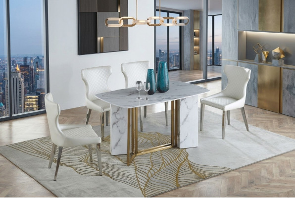 Luxusmiwwelen Marmortabellen 180x90cm Wunnzëmmer Hotel Iesszëmmer Dësch Designer Nei
