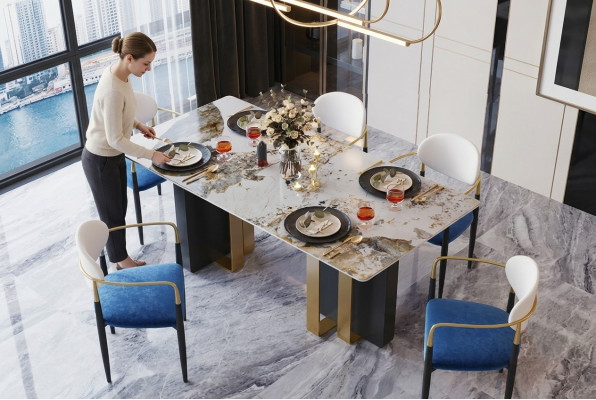 Dësch Marmor Stil Kiche Moderne Iessdësch Dëscher Iesszëmmer Luxus Miwwel Design