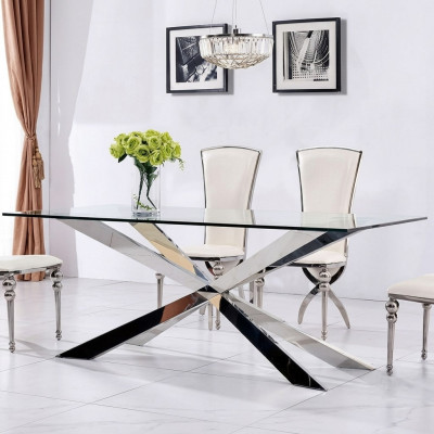 Luxus Dëschen Design Iesszëmmer 180x90cm Iessdëscher Glas Miwwelen Design Dëscher Nei
