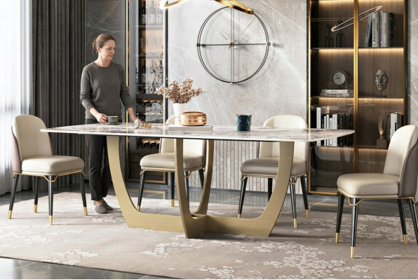 Luxus Miwwel Metall Dëscher 180x90cm Wunnzëmmer Hotel Iesszëmmer Dësch Designer Nei