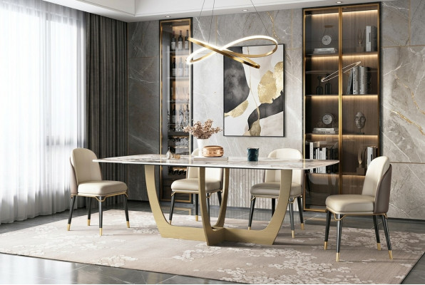 Luxus Miwwel Metall Dëscher 180x90cm Wunnzëmmer Hotel Iesszëmmer Dësch Designer Nei