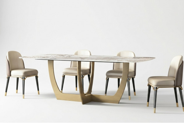 Luxus Miwwel Metall Dëscher 180x90cm Wunnzëmmer Hotel Iesszëmmer Dësch Designer Nei