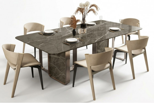 Luxus Iessdësch Dësch Metall Dëscher Héichglanz Iesszëmmer Design Modern Iessdëscher