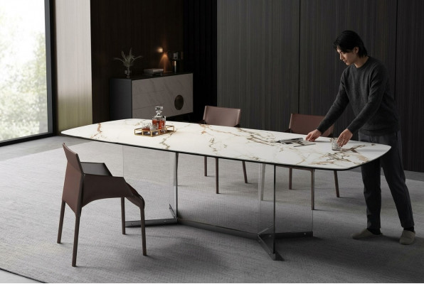 Iesszëmmer Wunnzëmmer Design Luxus Modern Dëscher Edelstolféiss Marmor-Imitat Nei