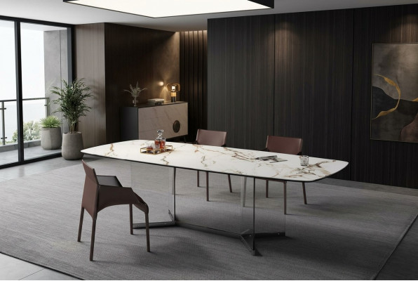 Iesszëmmer Wunnzëmmer Design Luxus Modern Dëscher Edelstolféiss Marmor-Imitat Nei