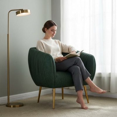 Luxus Wunnzëmmer Nei Relax Sessell Metall Design Polster Lounge Club