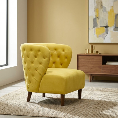 Gelb Chesterfield Sessel xl Textil Stoff Couchen Kreative Möbel Sofas