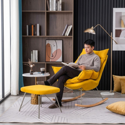 Still Metallsdesign Gepolsteren Lounge Schwéngsstull Sëtz Zëmmer Schwankstull