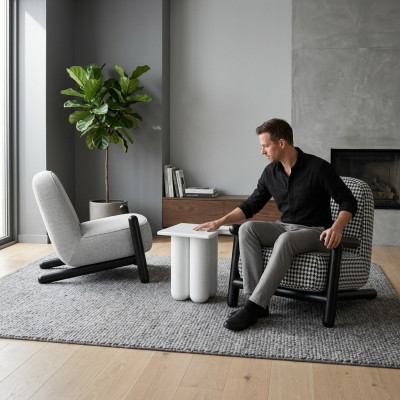 Luxus Design Miwwelen Modernen Design Fotell 63*80cm Textil Wunnzëmmer