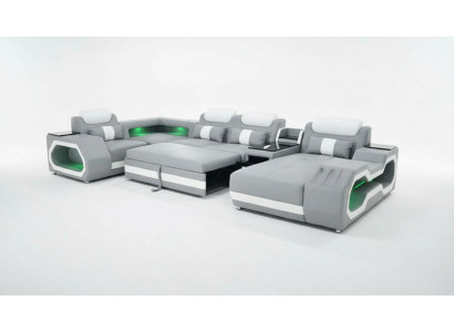 Grau Nei Sofa U-Form Stoffsofa Couch Wohnlandschaft Design Modern Lieder Sofas
