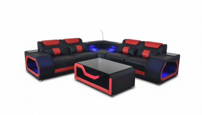 Wunnzëmmer Eckcanapé L-Form Lieder Holz Modernen Design Polsterung Couch Nei