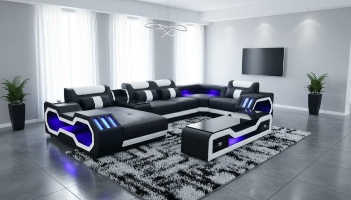 Wunnlandschaft Design Modern Ecksofa U-Form Sofa Wunnlandschaft Neit Polstersofa