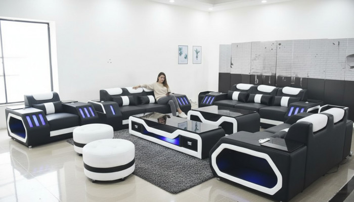 Sofa Garnitur Set 3+2+1 Setzer Dësch Garnitur Design Modern 4tlg Modern