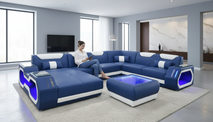 Sofaen U-Form Ecke-Sofa Polstersofa Lieder Eck Nei Wunnlandschaft Designer Sofa