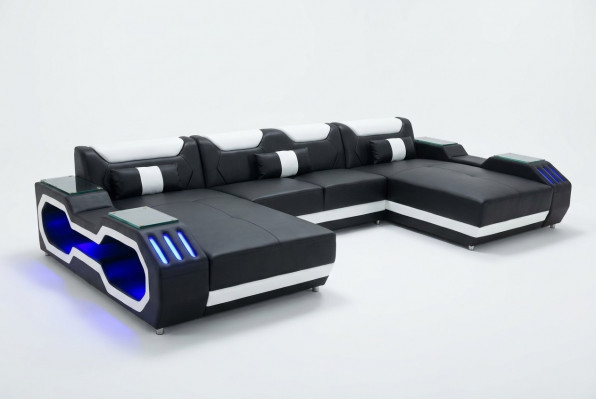 Canapé an U-Form Wunnlandschaft Sofa Canapé Stoff-Eck Canapéen Lieder.