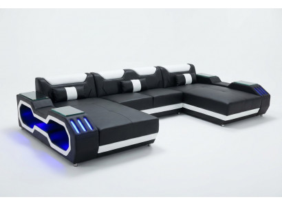 Canapé an U-Form Wunnlandschaft Sofa Canapé Stoff-Eck Canapéen Lieder.