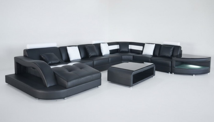 Eckcouch U-Form Wunnlandschaft Sofa Canapé Polster Eck Stoff Canapéën Miwwelen Lieder