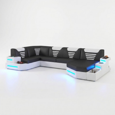 Eck Sofa Canapé Polster Ecke Lieder Canapéen Wunnlandschaft U Form +LED