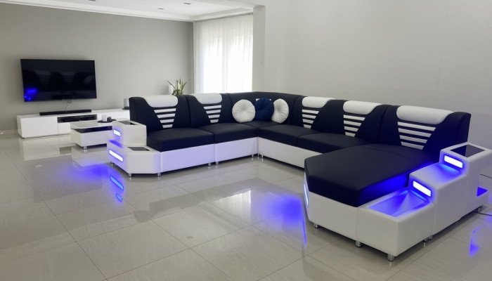 Design Modern Sofa Canapé Ecksofa U-Form Liederkanapé Wunnlandschaft Ecksofa
