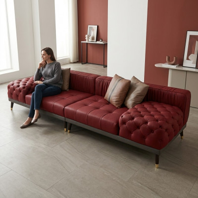 Chesterfield Grouss Canapé Luxus Miwwelen Couch Polster Sofa Sofa 4-Sëtz.