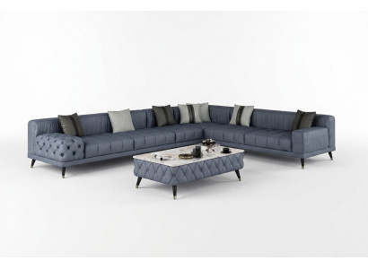 Eckcouch Sofa L-Form Wunnzëmmer Couch Gepolstert Sofa Neit Design Lieder
